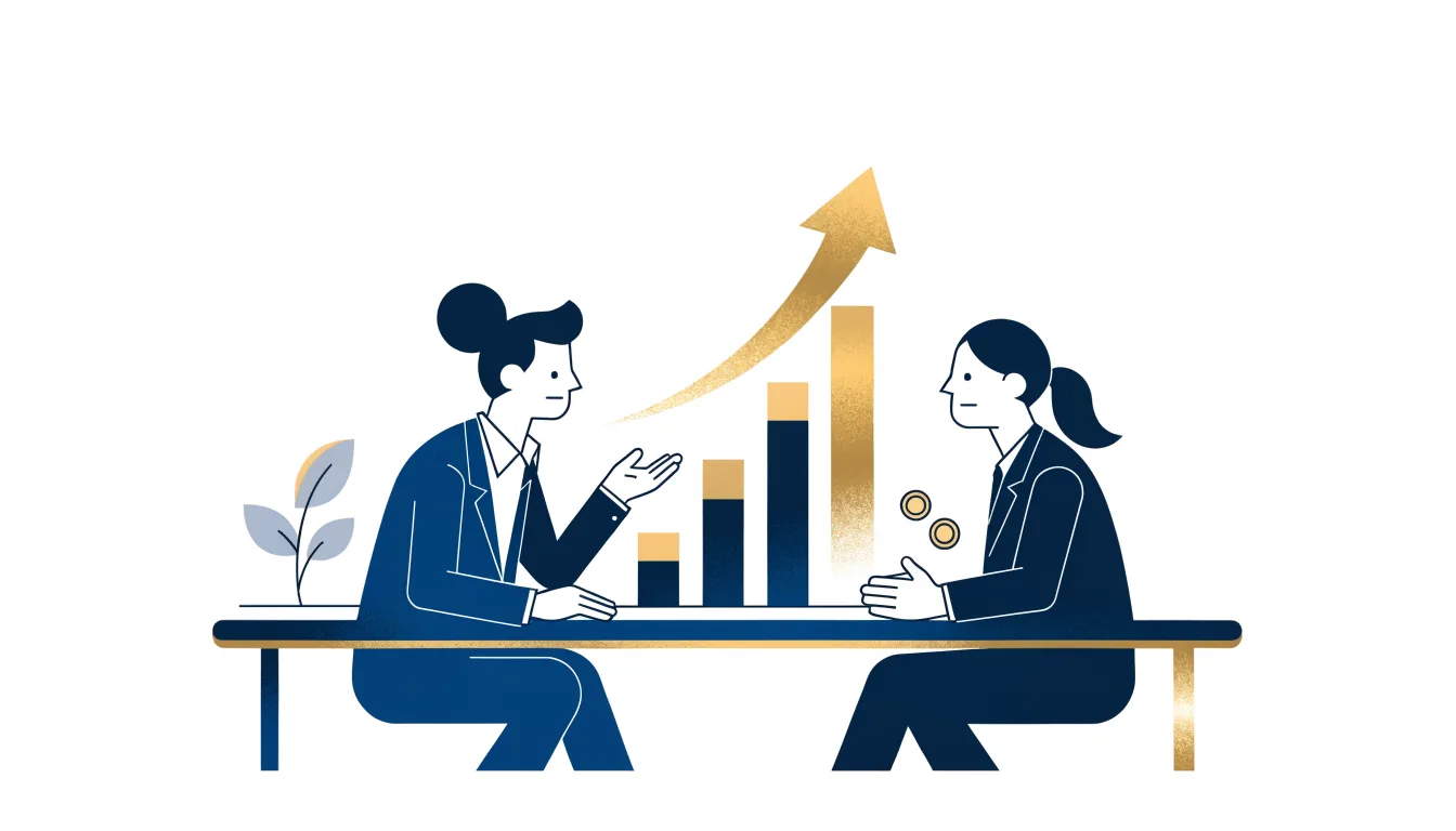 Founder presenting a growth chart to an investor