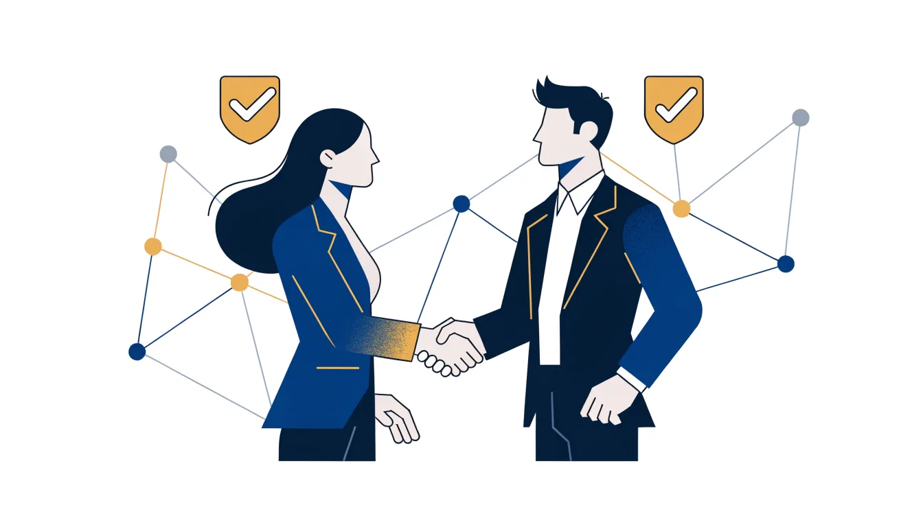 Two directors with verified badges shaking hands